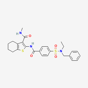 molecular formula C26H29N3O4S2 B2783812 2-(4-(N-苄基-N-乙基磺酰)苯甲酰胺)-N-甲基-4,5,6,7-四氢苯并[b]噻吩-3-甲酸酰胺 CAS No. 921110-17-0