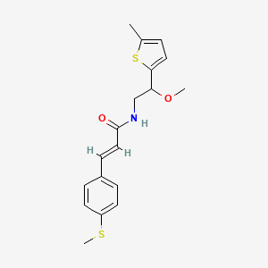 molecular formula C18H21NO2S2 B2783814 (E)-N-(2-methoxy-2-(5-methylthiophen-2-yl)ethyl)-3-(4-(methylthio)phenyl)acrylamide CAS No. 1448139-72-7