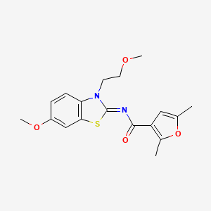 molecular formula C18H20N2O4S B2783816 (E)-N-(6-methoxy-3-(2-methoxyethyl)benzo[d]thiazol-2(3H)-ylidene)-2,5-dimethylfuran-3-carboxamide CAS No. 1173477-85-4