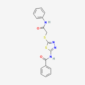 molecular formula C17H14N4O2S2 B2783817 N-(5-((2-oxo-2-(phenylamino)ethyl)thio)-1,3,4-thiadiazol-2-yl)benzamide CAS No. 389083-76-5