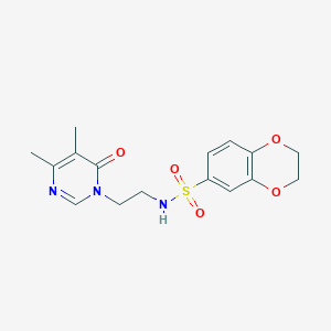 molecular formula C16H19N3O5S B2783822 N-(2-(4,5-dimethyl-6-oxopyrimidin-1(6H)-yl)ethyl)-2,3-dihydrobenzo[b][1,4]dioxine-6-sulfonamide CAS No. 1396761-54-8