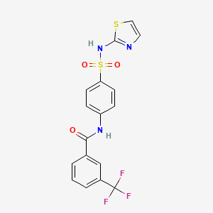 molecular formula C17H12F3N3O3S2 B2783824 N-{4-[(1,3-thiazol-2-yl)sulfamoyl]phenyl}-3-(trifluoromethyl)benzamide CAS No. 303035-21-4