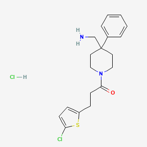 1-[4-(Aminomethyl)-4-phenylpiperidin-1-yl]-3-(5-chlorothiophen-2-yl)propan-1-one;hydrochloride