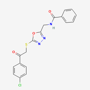 N-[[5-[2-(4-chlorophenyl)-2-oxoethyl]sulfanyl-1,3,4-oxadiazol-2-yl]methyl]benzamide
