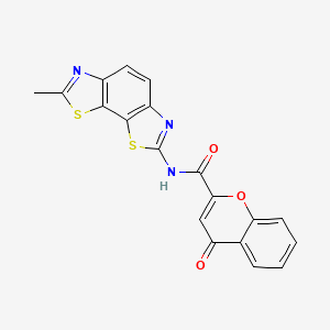 molecular formula C19H11N3O3S2 B2783862 N-(7-methyl-[1,3]thiazolo[4,5-g][1,3]benzothiazol-2-yl)-4-oxochromene-2-carboxamide CAS No. 361478-74-2