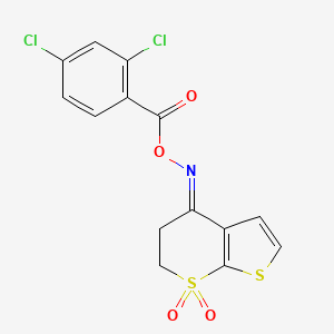 molecular formula C14H9Cl2NO4S2 B2783863 [(E)-(7,7-dioxo-5,6-dihydrothieno[2,3-b]thiopyran-4-ylidene)amino] 2,4-dichlorobenzoate CAS No. 338776-82-2
