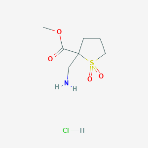 molecular formula C7H14ClNO4S B2783870 methyl2-(aminomethyl)-1,1-dioxo-1lambda6-thiolane-2-carboxylatehydrochloride CAS No. 2418717-85-6