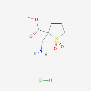 molecular formula C7H14ClNO4S B2783870 Methyl 2-(aminomethyl)-1,1-dioxothiolane-2-carboxylate;hydrochloride CAS No. 2418717-85-6