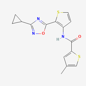 molecular formula C15H13N3O2S2 B2783874 N-[2-(3-cyclopropyl-1,2,4-oxadiazol-5-yl)thiophen-3-yl]-4-methylthiophene-2-carboxamide CAS No. 1795297-84-5