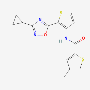 molecular formula C15H13N3O2S2 B2783874 N-(2-(3-cyclopropyl-1,2,4-oxadiazol-5-yl)thiophen-3-yl)-4-methylthiophene-2-carboxamide CAS No. 1795297-84-5