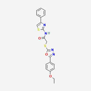 molecular formula C21H18N4O3S2 B2783875 2-[[5-(4-ethoxyphenyl)-1,3,4-oxadiazol-2-yl]sulfanyl]-N-(4-phenyl-1,3-thiazol-2-yl)acetamide CAS No. 850937-23-4