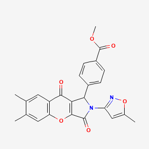 molecular formula C25H20N2O6 B2783885 Methyl 4-(6,7-dimethyl-2-(5-methylisoxazol-3-yl)-3,9-dioxo-1,2,3,9-tetrahydrochromeno[2,3-c]pyrrol-1-yl)benzoate CAS No. 874395-84-3
