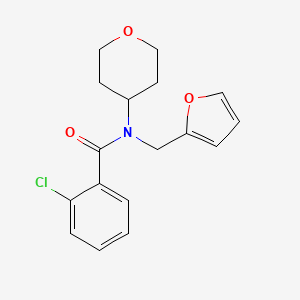 molecular formula C17H18ClNO3 B2783909 2-chloro-N-(furan-2-ylmethyl)-N-(tetrahydro-2H-pyran-4-yl)benzamide CAS No. 1448033-93-9