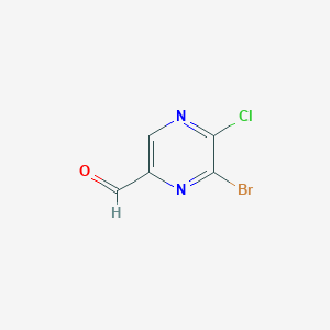 molecular formula C5H2BrClN2O B2783912 6-Bromo-5-chloropyrazine-2-carbaldehyde CAS No. 2248409-34-7