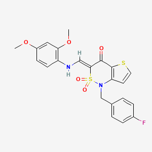 (3Z)-3-{[(2,4-dimethoxyphenyl)amino]methylene}-1-(4-fluorobenzyl)-1H-thieno[3,2-c][1,2]thiazin-4(3H)-one 2,2-dioxide