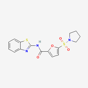 molecular formula C16H15N3O4S2 B2783922 N-(1,3-benzothiazol-2-yl)-5-(pyrrolidine-1-sulfonyl)furan-2-carboxamide CAS No. 1170102-28-9