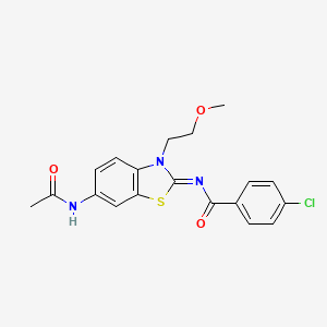 molecular formula C19H18ClN3O3S B2783926 (Z)-N-(6-acetamido-3-(2-methoxyethyl)benzo[d]thiazol-2(3H)-ylidene)-4-chlorobenzamide CAS No. 865160-85-6