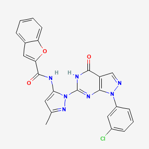 N-(1-(1-(3-chlorophenyl)-4-oxo-4,5-dihydro-1H-pyrazolo[3,4-d]pyrimidin-6-yl)-3-methyl-1H-pyrazol-5-yl)benzofuran-2-carboxamide