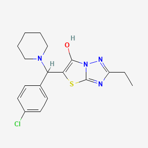 molecular formula C18H21ClN4OS B2783950 5-((4-Chlorophenyl)(piperidin-1-yl)methyl)-2-ethylthiazolo[3,2-b][1,2,4]triazol-6-ol CAS No. 898361-45-0