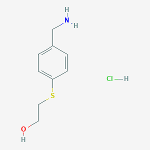 molecular formula C9H14ClNOS B2783957 2-[4-(Aminomethyl)phenyl]sulfanylethanol;hydrochloride CAS No. 2418727-30-5