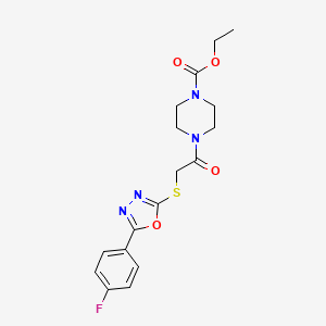 molecular formula C17H19FN4O4S B2783959 Ethyl 4-({[5-(4-fluorophenyl)-1,3,4-oxadiazol-2-yl]thio}acetyl)piperazine-1-carboxylate CAS No. 850937-00-7