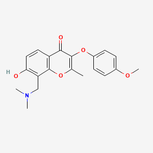 molecular formula C20H21NO5 B2783969 8-[(Dimethylamino)methyl]-7-hydroxy-3-(4-methoxyphenoxy)-2-methylchromen-4-one CAS No. 844647-26-3