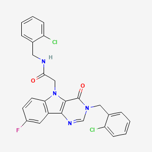 molecular formula C26H19Cl2FN4O2 B2783971 N-(2-chlorobenzyl)-2-(3-(2-chlorobenzyl)-8-fluoro-4-oxo-3H-pyrimido[5,4-b]indol-5(4H)-yl)acetamide CAS No. 1189676-70-7