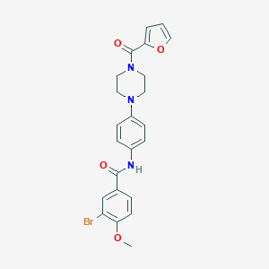 molecular formula C23H22BrN3O4 B278399 3-bromo-N-{4-[4-(2-furoyl)-1-piperazinyl]phenyl}-4-methoxybenzamide 