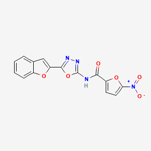 molecular formula C15H8N4O6 B2783992 N-[5-(1-benzofuran-2-yl)-1,3,4-oxadiazol-2-yl]-5-nitrofuran-2-carboxamide CAS No. 922043-97-8