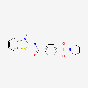 molecular formula C19H19N3O3S2 B2784020 N-[(2E)-3-methyl-2,3-dihydro-1,3-benzothiazol-2-ylidene]-4-(pyrrolidine-1-sulfonyl)benzamide CAS No. 325987-73-3