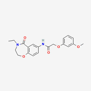molecular formula C20H22N2O5 B2784040 N-(4-ethyl-5-oxo-2,3,4,5-tetrahydro-1,4-benzoxazepin-7-yl)-2-(3-methoxyphenoxy)acetamide CAS No. 922128-78-7