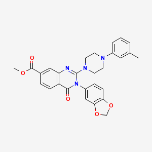 molecular formula C28H26N4O5 B2784065 methyl 3-(2H-1,3-benzodioxol-5-yl)-2-[4-(3-methylphenyl)piperazin-1-yl]-4-oxo-3,4-dihydroquinazoline-7-carboxylate CAS No. 1251703-22-6