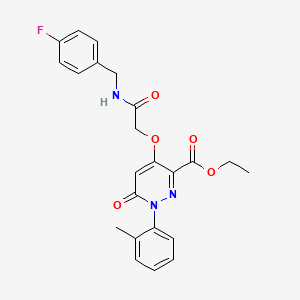 molecular formula C23H22FN3O5 B2784212 ethyl 4-({[(4-fluorophenyl)methyl]carbamoyl}methoxy)-1-(2-methylphenyl)-6-oxo-1,6-dihydropyridazine-3-carboxylate CAS No. 899943-18-1