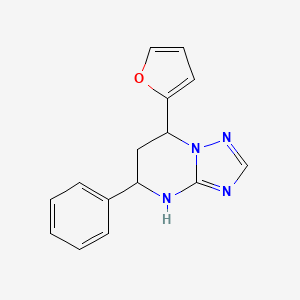 molecular formula C15H14N4O B2784261 7-Furan-2-yl-5-phenyl-4,5,6,7-tetrahydro-[1,2,4]triazolo[1,5-a]pyrimidine CAS No. 301320-67-2