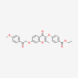 molecular formula C28H24O8 B2784309 ethyl 4-({7-[2-(4-methoxyphenyl)-2-oxoethoxy]-2-methyl-4-oxo-4H-chromen-3-yl}oxy)benzoate CAS No. 858769-73-0