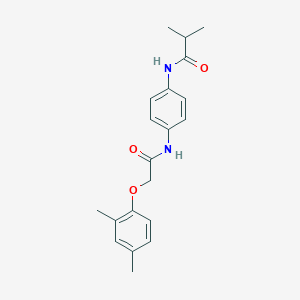 molecular formula C20H24N2O3 B278438 N-(4-{[(2,4-dimethylphenoxy)acetyl]amino}phenyl)-2-methylpropanamide 