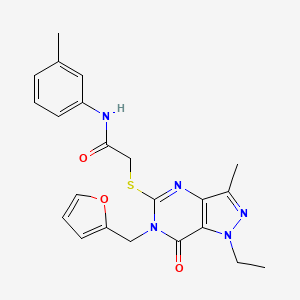 molecular formula C22H23N5O3S B2784383 2-({1-ethyl-6-[(furan-2-yl)methyl]-3-methyl-7-oxo-1H,6H,7H-pyrazolo[4,3-d]pyrimidin-5-yl}sulfanyl)-N-(3-methylphenyl)acetamide CAS No. 1358710-62-9