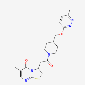 molecular formula C20H25N5O3S B2784384 6-methyl-3-[2-(4-{[(6-methylpyridazin-3-yl)oxy]methyl}piperidin-1-yl)-2-oxoethyl]-2H,3H,5H-[1,3]thiazolo[3,2-a]pyrimidin-5-one CAS No. 2380032-68-6