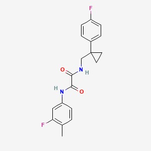 molecular formula C19H18F2N2O2 B2784393 N'-(3-fluoro-4-methylphenyl)-N-{[1-(4-fluorophenyl)cyclopropyl]methyl}ethanediamide CAS No. 1049437-98-0