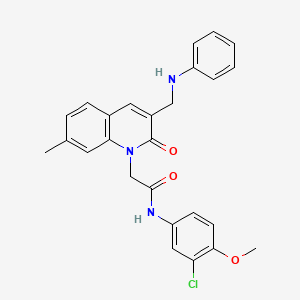 molecular formula C26H24ClN3O3 B2784396 N-(3-chloro-4-methoxyphenyl)-2-{7-methyl-2-oxo-3-[(phenylamino)methyl]-1,2-dihydroquinolin-1-yl}acetamide CAS No. 893790-86-8