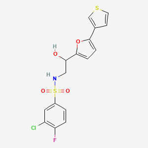 3-chloro-4-fluoro-N-(2-hydroxy-2-(5-(thiophen-3-yl)furan-2-yl)ethyl)benzenesulfonamide
