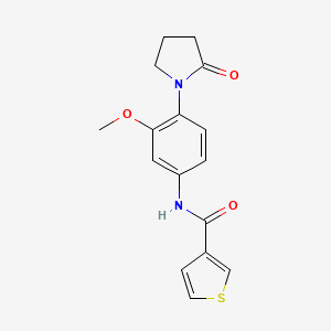 molecular formula C16H16N2O3S B2784452 N-[3-methoxy-4-(2-oxopyrrolidin-1-yl)phenyl]thiophene-3-carboxamide CAS No. 1210939-55-1