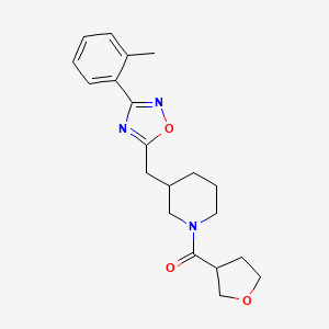molecular formula C20H25N3O3 B2784467 (Tetrahydrofuran-3-yl)(3-((3-(o-tolyl)-1,2,4-oxadiazol-5-yl)methyl)piperidin-1-yl)methanone CAS No. 1705103-93-0