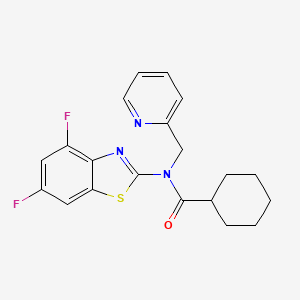 molecular formula C20H19F2N3OS B2784519 N-(4,6-difluoro-1,3-benzothiazol-2-yl)-N-[(pyridin-2-yl)methyl]cyclohexanecarboxamide CAS No. 941878-53-1