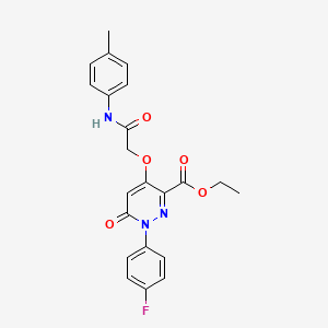 molecular formula C22H20FN3O5 B2784524 ethyl 1-(4-fluorophenyl)-4-{[(4-methylphenyl)carbamoyl]methoxy}-6-oxo-1,6-dihydropyridazine-3-carboxylate CAS No. 899960-17-9