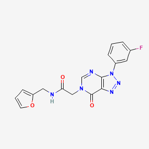 molecular formula C17H13FN6O3 B2784537 2-[3-(3-fluorophenyl)-7-oxo-3H,6H,7H-[1,2,3]triazolo[4,5-d]pyrimidin-6-yl]-N-[(furan-2-yl)methyl]acetamide CAS No. 872590-58-4