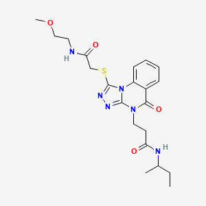 molecular formula C21H28N6O4S B2784554 N-(butan-2-yl)-3-[1-({[(2-methoxyethyl)carbamoyl]methyl}sulfanyl)-5-oxo-4H,5H-[1,2,4]triazolo[4,3-a]quinazolin-4-yl]propanamide CAS No. 1112407-18-7