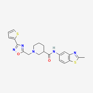molecular formula C21H21N5O2S2 B2784596 N-(2-methylbenzo[d]thiazol-5-yl)-1-((3-(thiophen-2-yl)-1,2,4-oxadiazol-5-yl)methyl)piperidine-3-carboxamide CAS No. 1334375-39-1