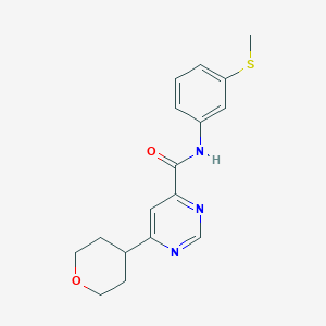 molecular formula C17H19N3O2S B2784616 N-[3-(methylsulfanyl)phenyl]-6-(oxan-4-yl)pyrimidine-4-carboxamide CAS No. 2415526-67-7