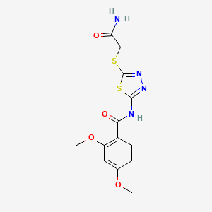 molecular formula C13H14N4O4S2 B2784620 N-(5-((2-amino-2-oxoethyl)thio)-1,3,4-thiadiazol-2-yl)-2,4-dimethoxybenzamide CAS No. 868973-33-5
